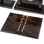 Настольный письменный набор с часами из природного камня обсидиана  Gift for Manager варинант исполнения - 3 | Loft Concept в Москве