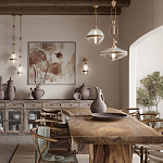 Подвесной светильник с плоским прозрачным плафоном и декоративной вставкой из текстурного камня Tectona  варинант исполнения - 5 | Loft Concept в Москве