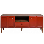 ТВ-тумба красная из массива бука с 2-мя дверками и ящиком Wenge Light варинант исполнения - 2 | Loft Concept в Москве