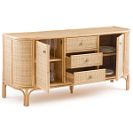 Длинный комод из ротанга с дверцами и ящиками Simone Rattan Chest of Drawers варинант исполнения - 3 | Loft Concept в Москве