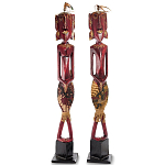Комплект из 2-х деревянных статуэток Asmat Tall Red Statuettes варинант исполнения - 1 | Loft Concept в Москве