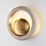 Бра с бежевым текстурным кольцом и латунным шаром в центре Tactile  варинант исполнения - 3 | Loft Concept в Москве