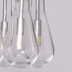 Люстра с 9-ю прозрачными плафонами из стекла в форме капли на прямоугольном потолочном основании цвета хром Lucid Rain  варинант исполнения - 8 | Loft Concept в Москве