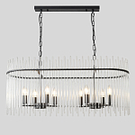 Люстра подвесная овальная со стеклянными прозрачными трубками и металлическим каркасом черного цвета Nembus варинант исполнения - 1 | Loft Concept в Москве