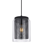 Подвесной светильник с сетчатым металлическим плафоном цилиндрической формы черный Metal Mesh варинант исполнения - 1 | Loft Concept в Москве