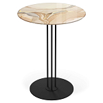 Стол журнальный круглый с бежевой столешницей из стекла Beige Marble варинант исполнения - 1 | Loft Concept в Москве