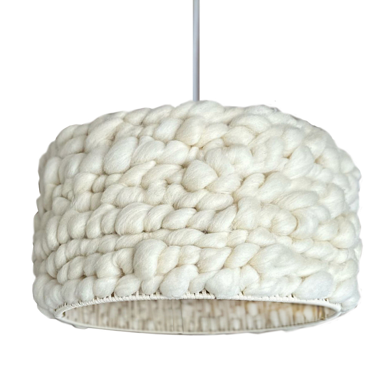 Вязаный шерстяной светильник Knitted wool lamp Cylinder Молочный в Москве | Loft Concept 