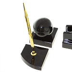 Настольный письменный набор из чёрного обсидиана с декором в виде льва Golden Lion варинант исполнения - 5 | Loft Concept в Москве