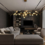 Люстра в виде золотой ветки с цветами и птичками Marvelous Garden варинант исполнения - 1 | Loft Concept в Москве