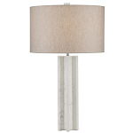 Настольная лампа мраморная с тканевым цилиндрическим абажуром Sharpened варинант исполнения - 3 | Loft Concept в Москве