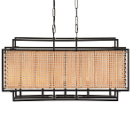 Люстра прямоугольной формы с чёрным каркасом и вставкой из плетеного материала Cage for Light варинант исполнения - 1 | Loft Concept в Москве