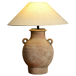 Настольная лампа керамическая с ручками и тканевым абажуром Eastern Tale варинант исполнения - 2 | Loft Concept в Москве