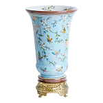 Ваза из голубого фарфора с бронзовыми элементами Blue Garden варинант исполнения - 2 | Loft Concept в Москве