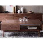 Кофейный стол из дерева с ящиком и нишей для хранения Coffee Walnut Table варинант исполнения - 1 | Loft Concept в Москве