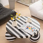 Дизайнерский журнальный стол круглый в чёрно-белую полоску Mypel варинант исполнения - 1 | Loft Concept в Москве