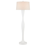 Торшер белый с тканевым абажуром на деревянном основании Graceful Silhouette варинант исполнения - 3 | Loft Concept в Москве