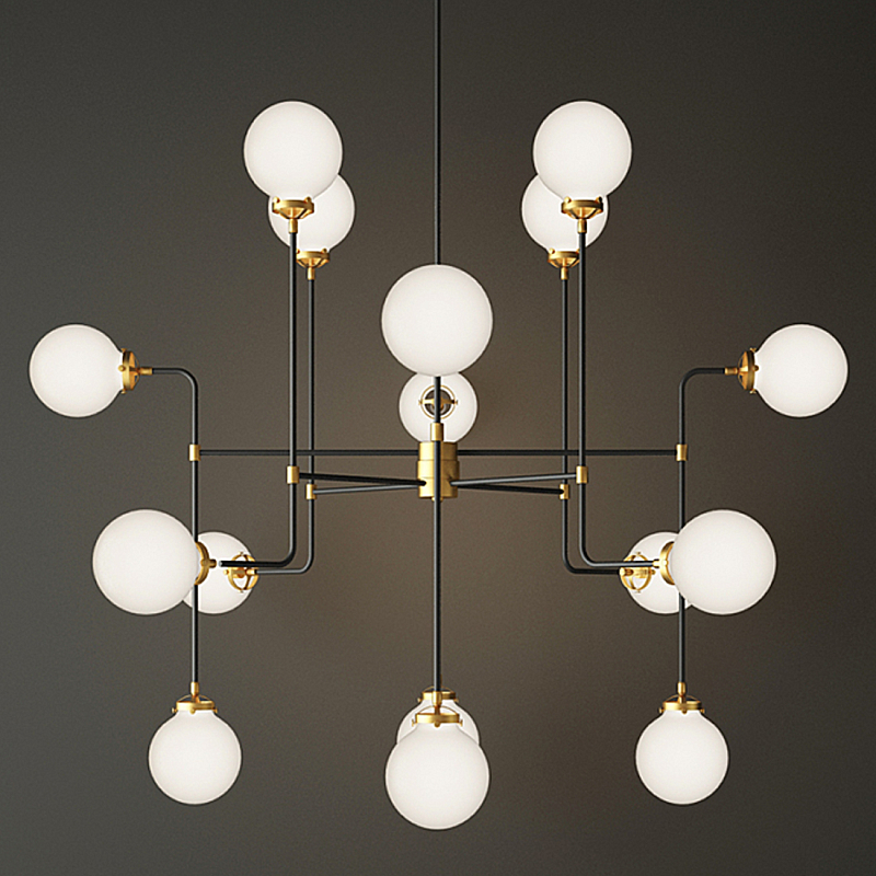 Люстра БИСТРО Globe Clear Glass Chandelier 16 Milk Черный в Москве | Loft Concept 