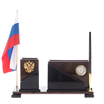 Настольный письменный набор с часами из природного камня обсидиана For the Deputy варинант исполнения - 1 | Loft Concept в Москве