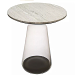 Кофейный столик с прозрачным основанием и столешницей с мраморным узором Transparent Base варинант исполнения - 1 | Loft Concept в Москве