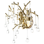 Бра в форме ветвей деревьев золотого цвета с прозрачными подвесками-каплями Droplet Bra варинант исполнения - 1 | Loft Concept в Москве