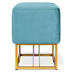 Пуф квадратный голубой велюр на золотом металлическом основании Celeste Blue варинант исполнения - 2 | Loft Concept в Москве