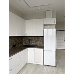 Угловой кухонный гарнитур белый и столешница под мрамор Gene Kitchen Set варинант исполнения - 4 | Loft Concept в Москве