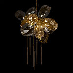 Люстра подвесная со стеклянными плафонами из дымчатого и золотистого с шестью вертикальными подвесками Gilded Mirage  варинант исполнения - 4 | Loft Concept в Москве