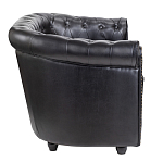 Диван кожаный двухместный на 4-х деревянных ножках из массива березы Logan Leather Seating black варинант исполнения - 2 | Loft Concept в Москве