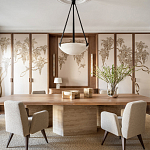 Обои с вышивкой ручной работы Deco Wisteria ﻿Midas colourway on Liso Pearl wool sateen варинант исполнения - 1 | Loft Concept в Москве