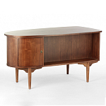 Дизайнерский письменный стол округлой формы с 4-мя ящиками и дверкой с полочками Rili варинант исполнения - 1 | Loft Concept в Москве