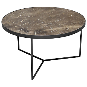 Круглый кофейный стол с коричневой мраморной столешницей Shona