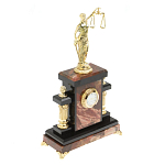 Часы настольные бронзовые из натурального камня Яшма с декором в виде Фемиды Themis Stone Clock варинант исполнения - 2 | Loft Concept в Москве