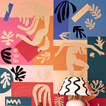 Обои ручная роспись в стиле Арт-деко Jazz Original colourway on painted silk with embroidery варинант исполнения - 2 | Loft Concept в Москве