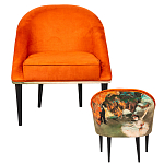 Кресло из натурального бука оранжевое с цветным принтом Impressionism in Art варинант исполнения - 2 | Loft Concept в Москве