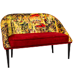 Диван двухместный из натурального бука красный с цветным принтом Impressionism in Art варинант исполнения - 3 | Loft Concept в Москве