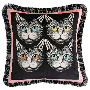 Декоративная подушка с вышивкой Cтиль Gucci Four Cats
