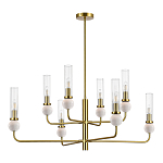 Люстра с 8-ю плафонами в форме стеклянных трубок и мраморных декоративных элементов Montreal варинант исполнения - 8 | Loft Concept в Москве