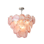 Люстра с каскадом из круглых розовых стеклянных дисков Pink Light Waterfall варинант исполнения - 3 | Loft Concept в Москве