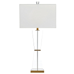 Настольная лампа с прозрачным корпусом и прямоугольным тканевым абажуром Charm and Luxury варинант исполнения - 4 | Loft Concept в Москве