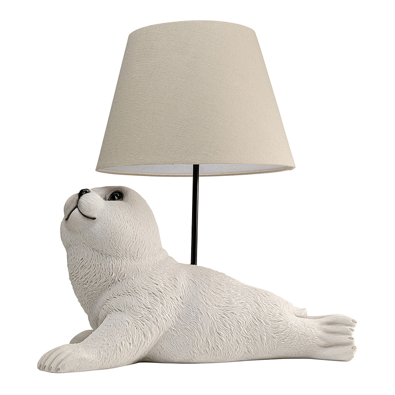 Настольная лампа в детскую Белый морской котик Бежевый Молочный в Москве | Loft Concept 