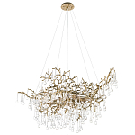 Подвесная люстра в виде ветвей деревьев золотого цвета с прозрачными подвесками-каплями 10 и 14 ламп Droplet Chandelier варинант исполнения - 3 | Loft Concept в Москве