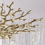 Люстра золотого цвета с декоративными ветками и длинными прозрачными стеклянными подвесами в форме сосулек Droplet Chandelier варинант исполнения - 7 | Loft Concept в Москве