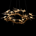 Люстра подвесная с прозрачными стеклянными птичками на ветвях Диаметр 100 см Serip Voa варинант исполнения - 9 | Loft Concept в Москве