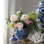 Ваза округлой формы с синей росписью и цветочным узором Blue & White Ornament варинант исполнения - 3 | Loft Concept в Москве