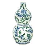 Ваза фигурная с сине-зелеными узорами распустившихся цветов Blossoming Spring варинант исполнения - 1 | Loft Concept в Москве