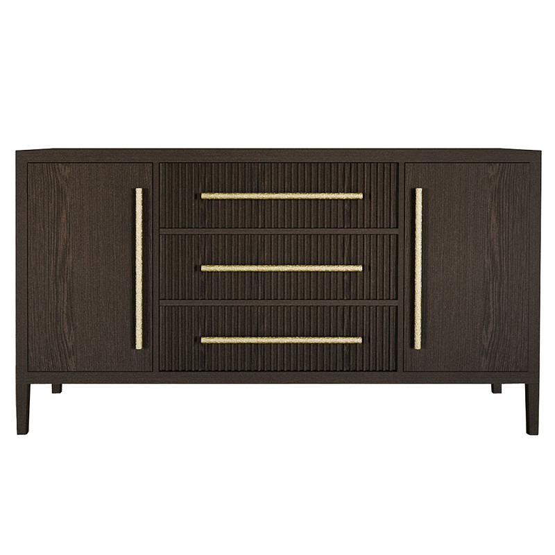 Буфет Primo с тремя ящиками и двумя фасадами Темный орех Орех Золотой в Москве | Loft Concept 