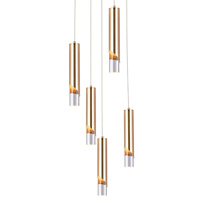   Metal Acrylic Tube Five Gold Hanging Lamp     | Loft Concept 