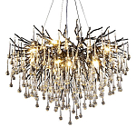 Люстра черная с прозрачными стеклянными подвесками в форме капель FAIRYTREE Light варинант исполнения - 3 | Loft Concept в Москве