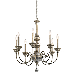 Люстра серебряного цвета с состаренным эффектом и декоративным подвесным шаром Kichler варинант исполнения - 1 | Loft Concept в Москве