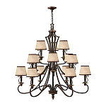 Люстра бронзового цвета с бежевыми абажурами из органзы в классическом стиле Hinkley варинант исполнения - 2 | Loft Concept в Москве